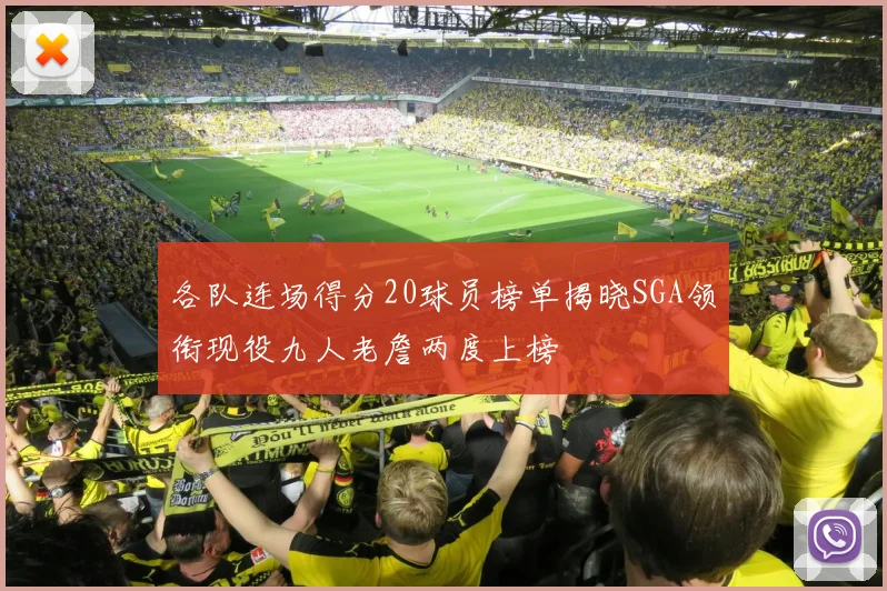 各队连场得分20球员榜单揭晓SGA领衔现役九人老詹两度上榜